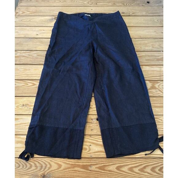 Soft Surroundings Pants - Soft surroundings Linen Ankle Tie Pants Size Medium Women’s Black